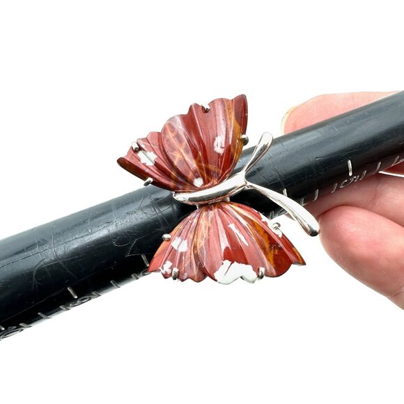 Whitney Kelly Womens Ring Sterling Silver Red Jasper Butterfly Ring Size 7 - Picture 9 of 9